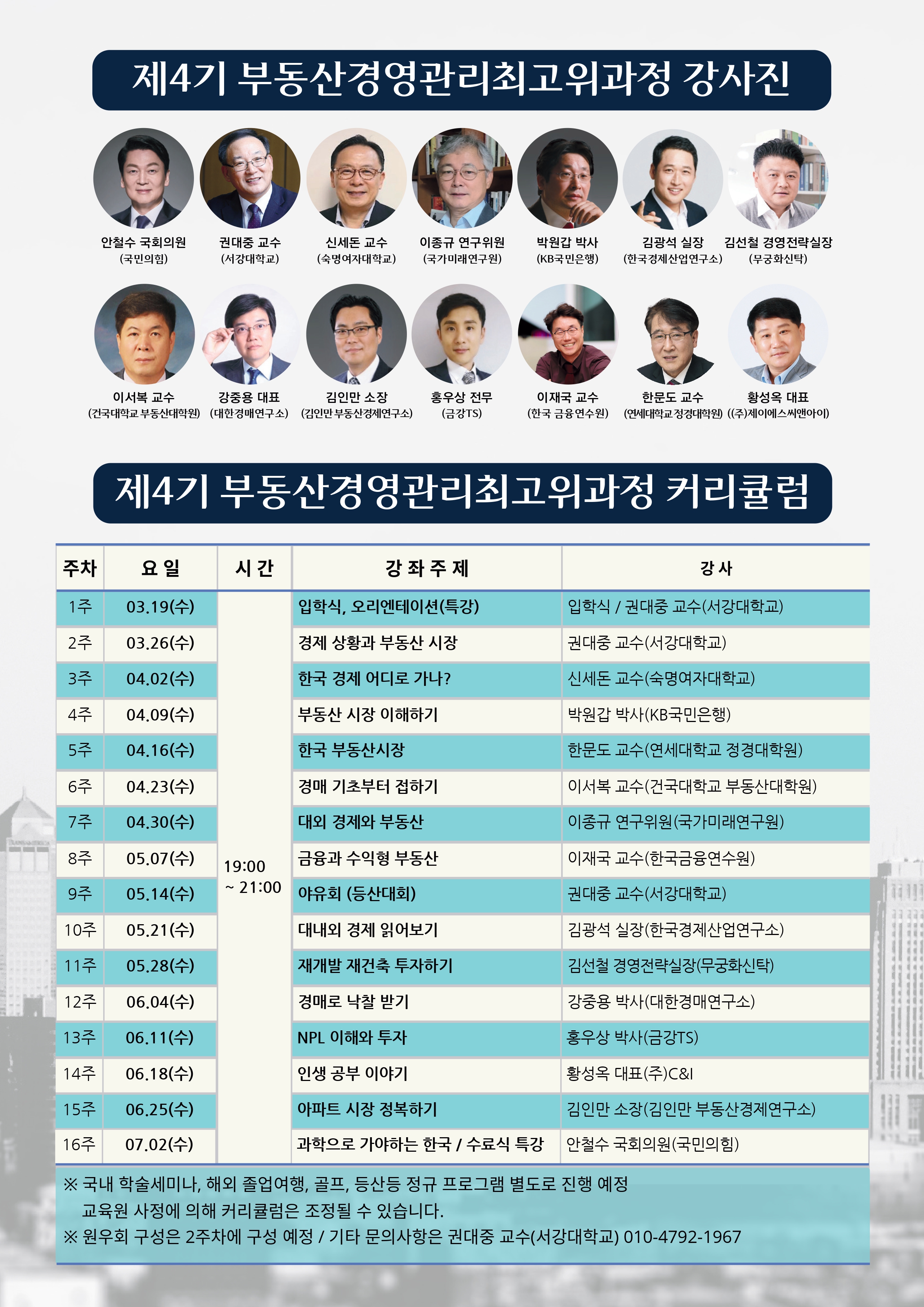 부동산 경영관리 최고전문가과정 강사진